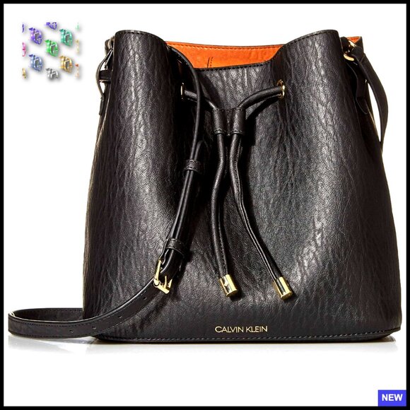 Vegan Leather Bucket Shoulder Bag Chic Minimal Casual Crossbody Adjustable